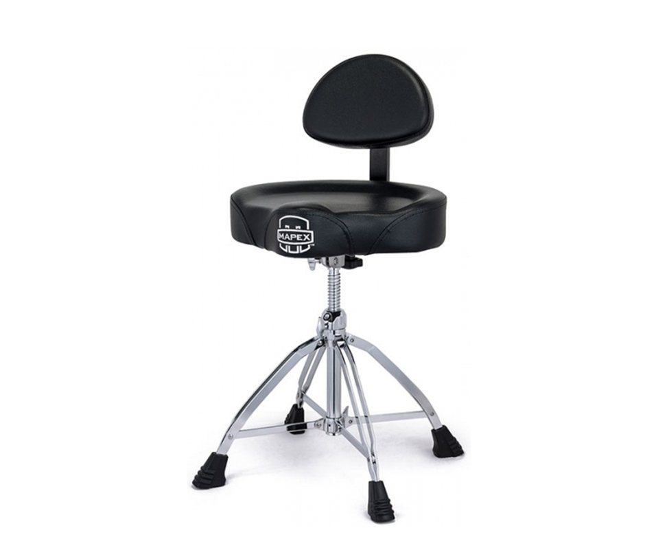 Mapex T875 Saddle Top Drum Throne With Backrest and Double Braced Quad Legs